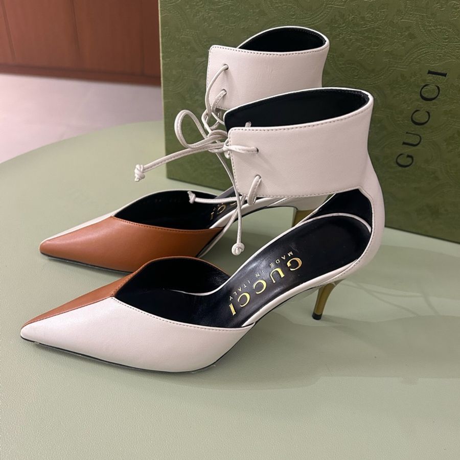 僅試穿 Gucci 尖頭拼色高跟鞋 36碼 有盒-1