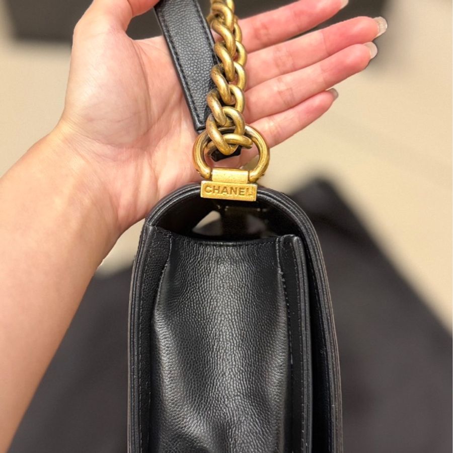 (可議價)CHANEL BOY25 黑金荔枝牛皮-7