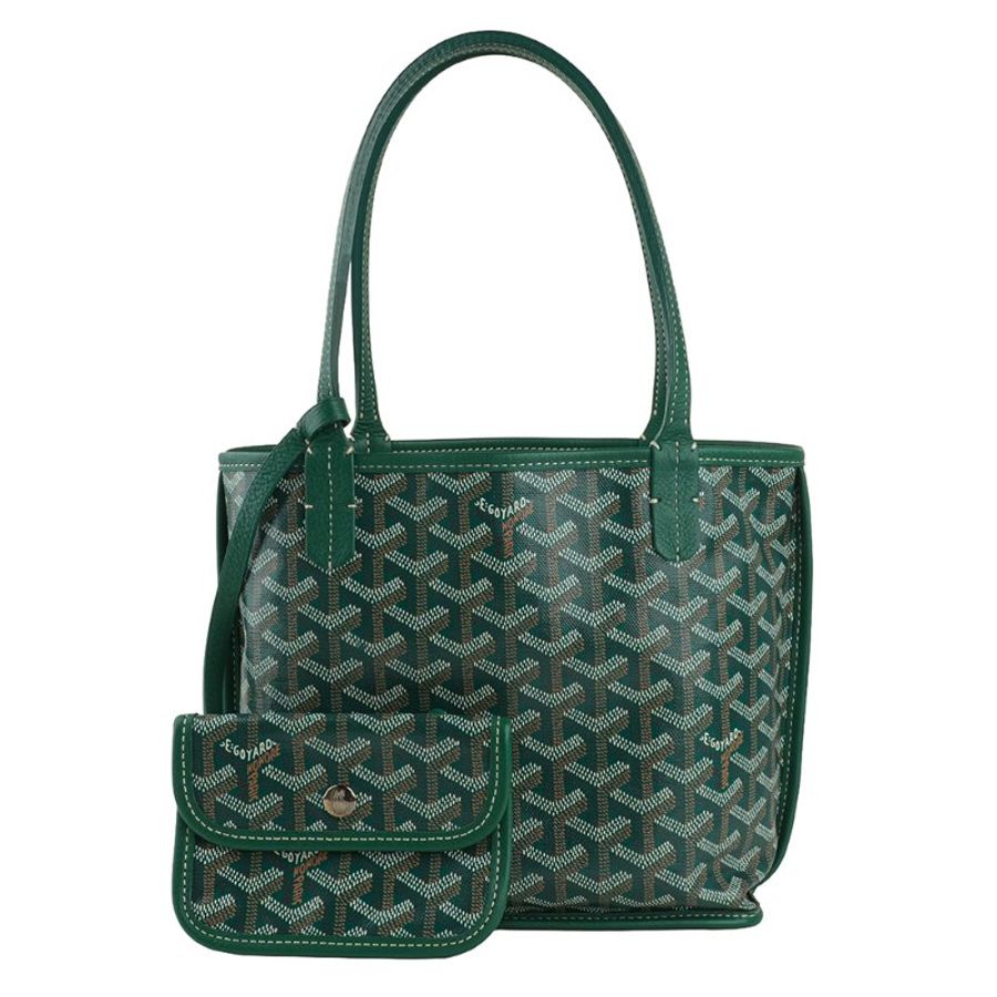KÉSH 凱仕國際精品【法式鬆弛感、雙面高級風格】GOYARD Anjou Mini 綠色子母托特包｜雙面翻轉設計｜法國製造-0