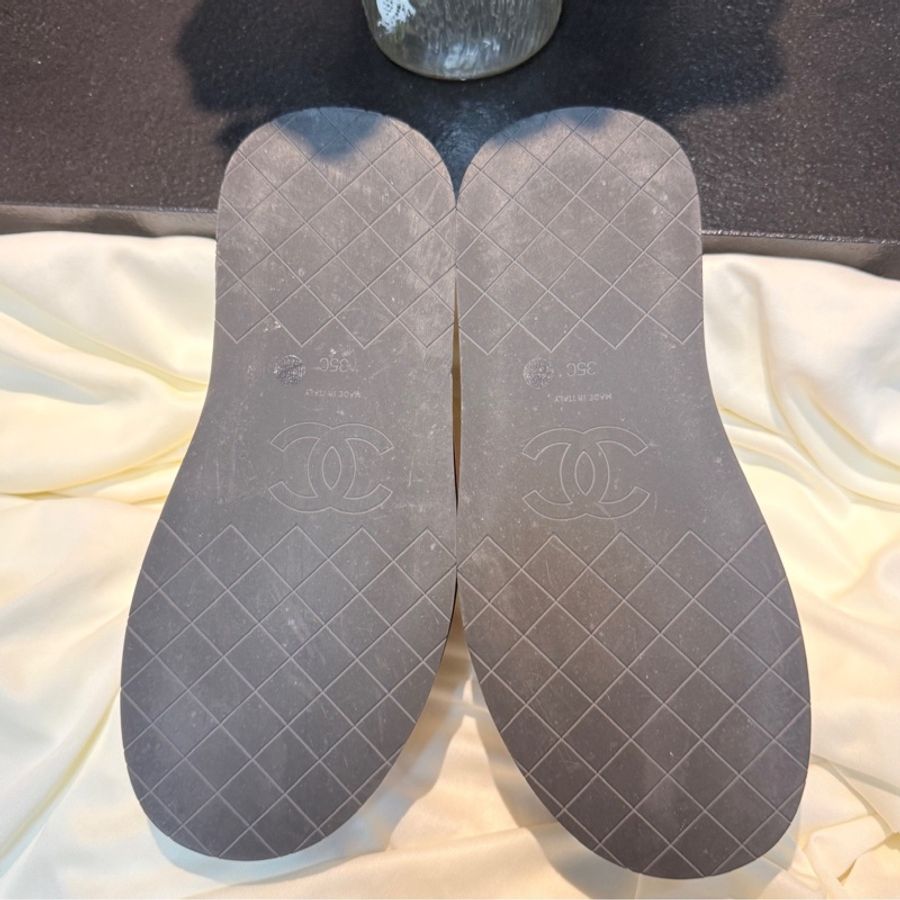 CHANEL/香奈兒 黑粉雙C金標麵包拖鞋 35碼 🈚附件-6