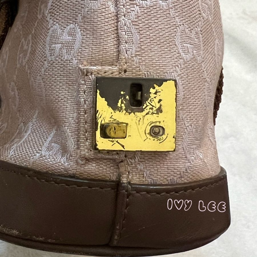 GUCCI GG帆布手提包 肩背 淡米紫色 92734 正品 二手精品-5