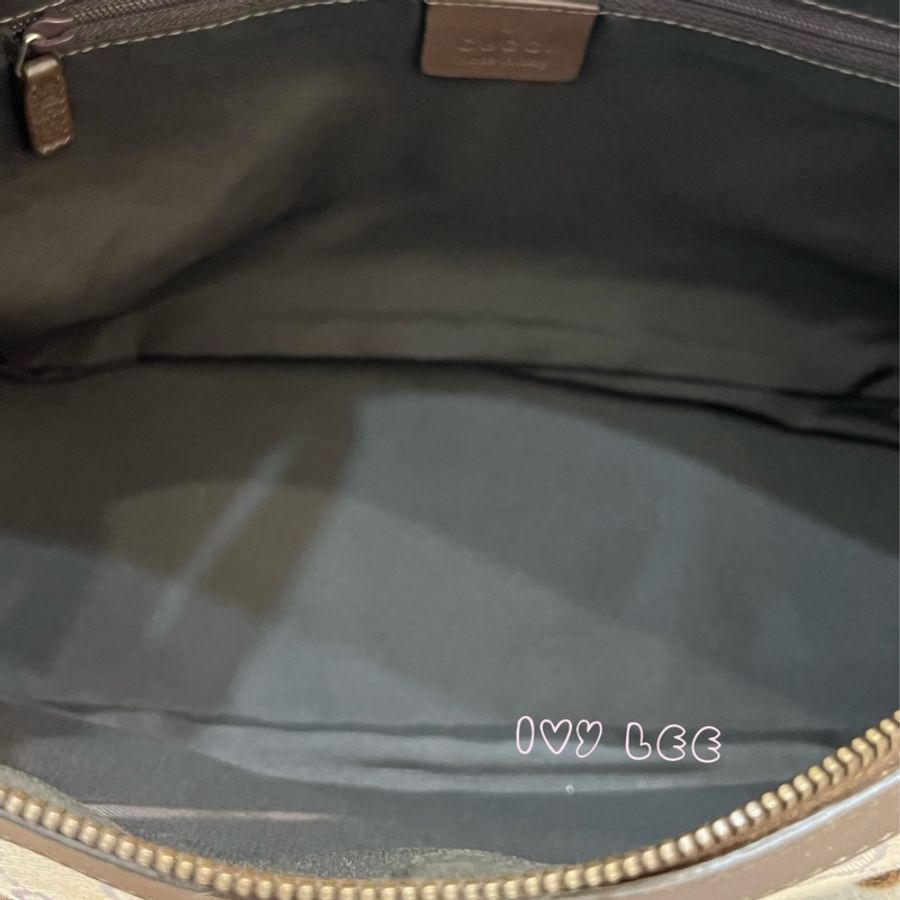 GUCCI GG帆布手提包 肩背 淡米紫色 92734 正品 二手精品-8