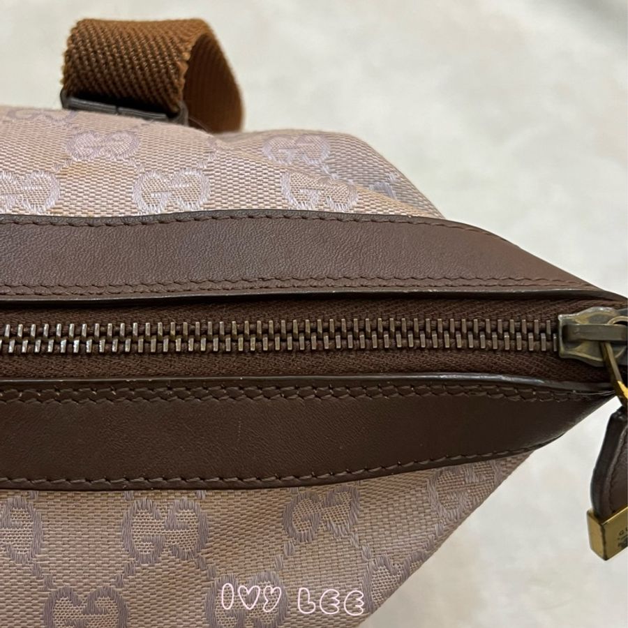 GUCCI GG帆布手提包 肩背 淡米紫色 92734 正品 二手精品-14