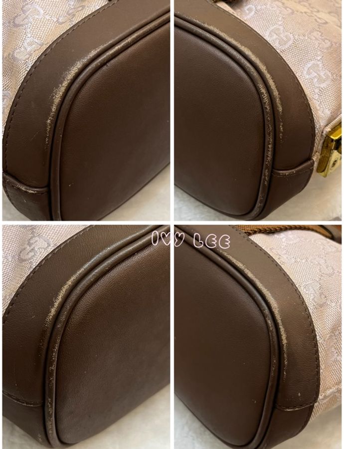 GUCCI GG帆布手提包 肩背 淡米紫色 92734 正品 二手精品-18