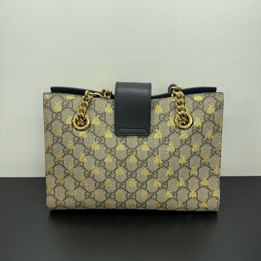 Gucci古馳 Padlock小蜜蜂鏈條包 經典老花燙金蜜蜂印花 黑標 尺寸26*17*10 附件:塵袋 鑰匙。-1