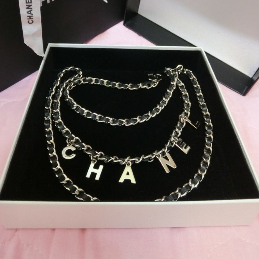 Chanel vintage香奈兒復古銀色真皮腰鍊腰帶項鍊-2