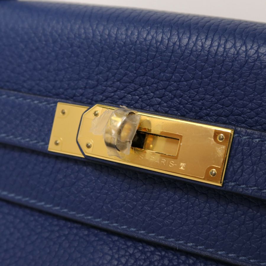 HERMES Togo皮革Kelly 28手挽肩背兩用袋Deep Blue-8