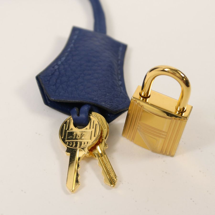 HERMES Togo皮革Kelly 28手挽肩背兩用袋Deep Blue-9
