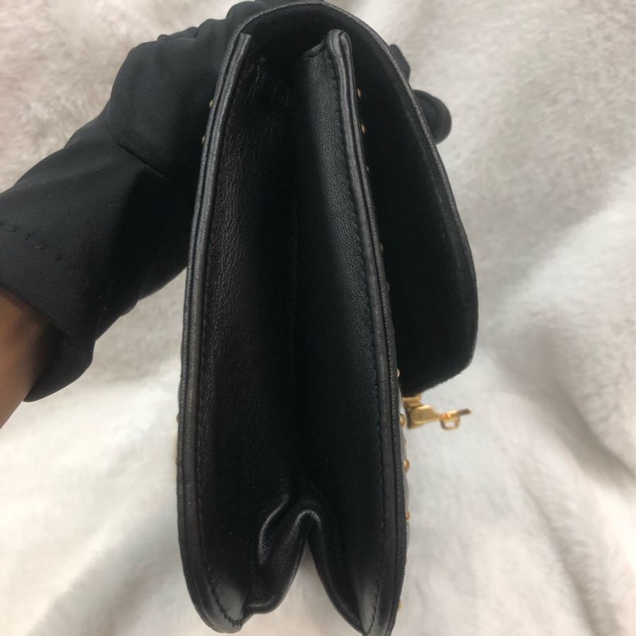 Dior 黑金菱格鏈條 羊皮 手袋 XC308-3