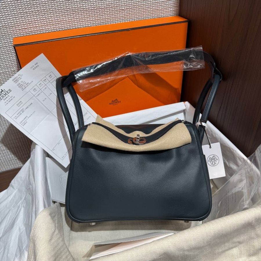 近新品 HERMES愛馬仕 Lindy26 盧梭綠拼孔雀綠-0