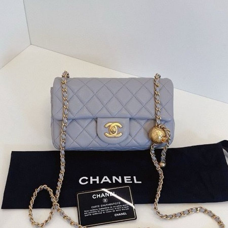 閒置新 香奈兒/Chanel  灰色金球CF大mini鏈條包-0
