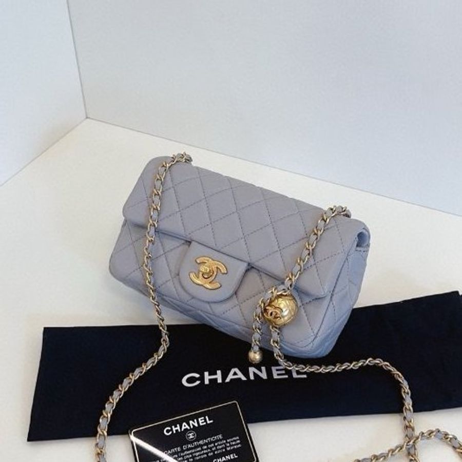 閒置新 香奈兒/Chanel  灰色金球CF大mini鏈條包-2