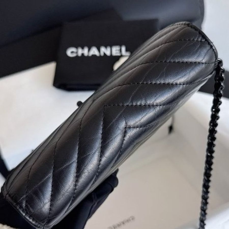近新品 香奈兒/Chanel so black 2.55 woc鏈條包-4