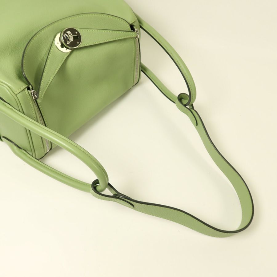 HERMES Evercolor皮革Lindy 26銀扣手挽肩背兩用袋-9