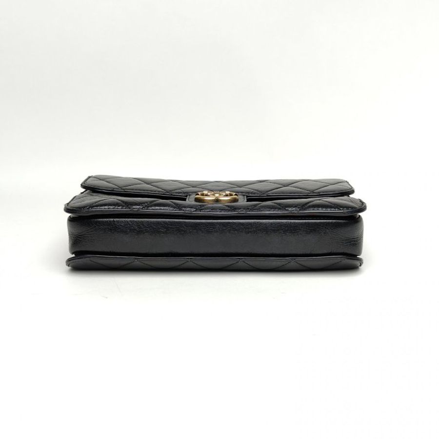 CHANEL 孟買系列鏈條手提口蓋包小號黑色牛皮18開金扣肩背包-4