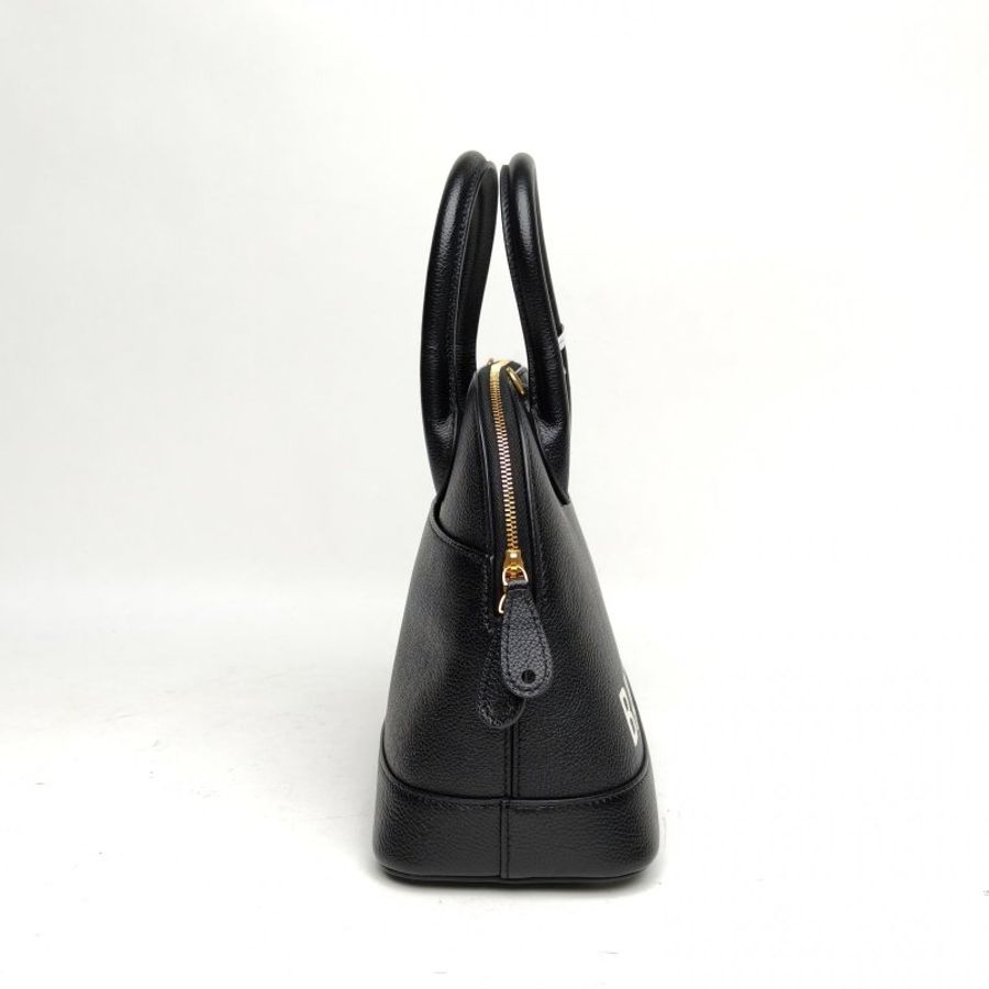 BALENCIAGA 黑色牛皮logo手提貝殼包小號肩背包-3