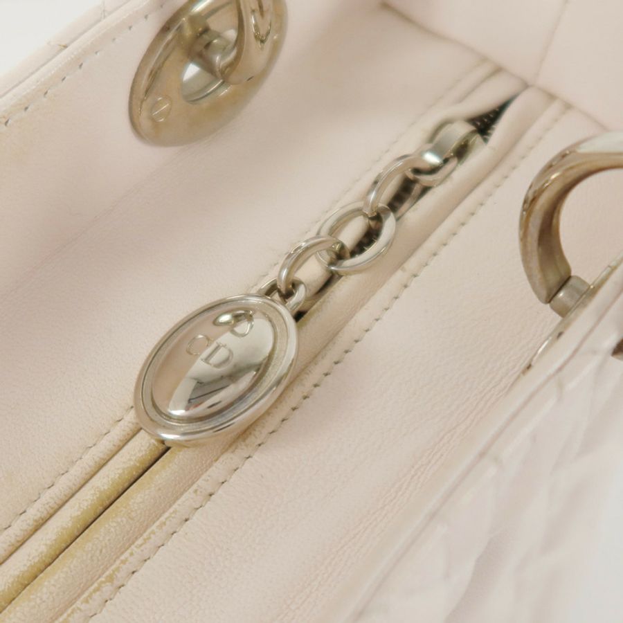 Dior 羊皮皮革Lady Dior Medium銀扣手挽袋-8