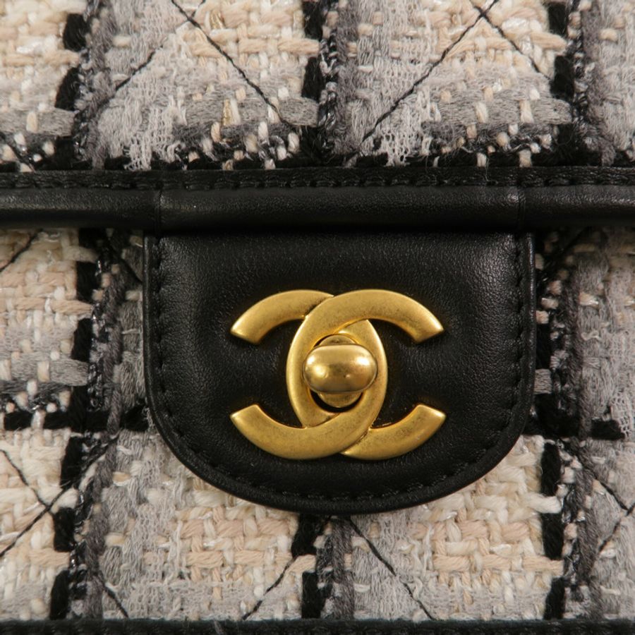 CHANEL Tweed/牛皮皮革Small Flap Bag With Top Handle鏈帶手挽肩背兩用袋-7