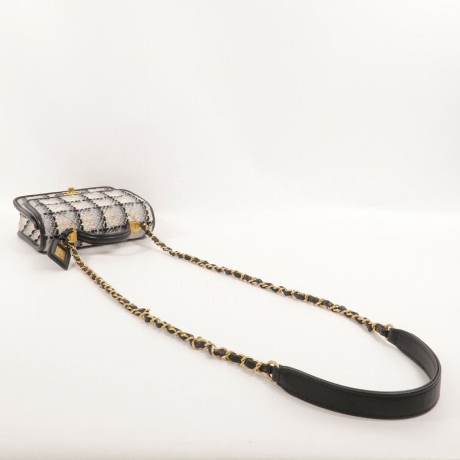 CHANEL Tweed/牛皮皮革Small Flap Bag With Top Handle鏈帶手挽肩背兩用袋-10