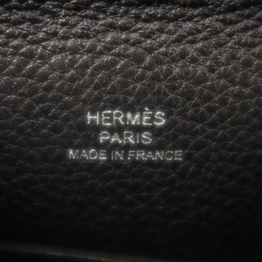 HERMES Togo皮革Vide Poches銀扣肩背袋Noir-5