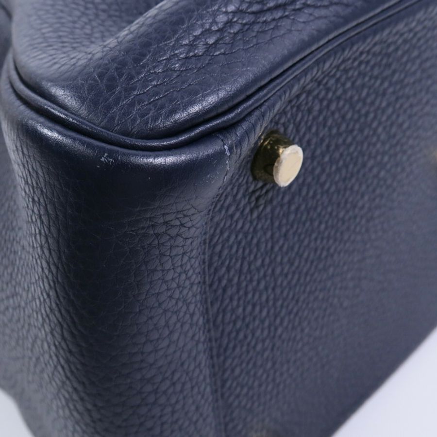 HERMES Clemence皮革Lindy 30肩背袋Bleu Nuit-11