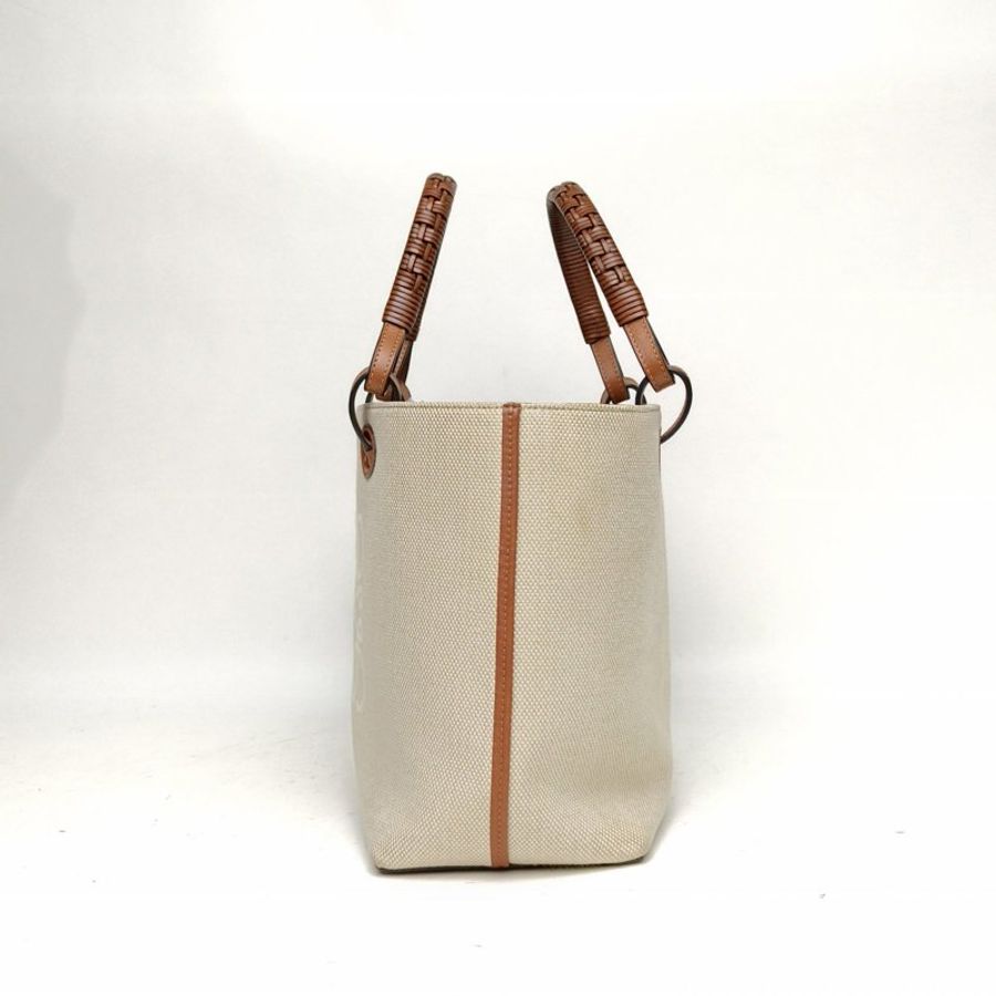 LOEWE AnagramTote經典壓花斜挎包小號29米色帆布肩背包-1
