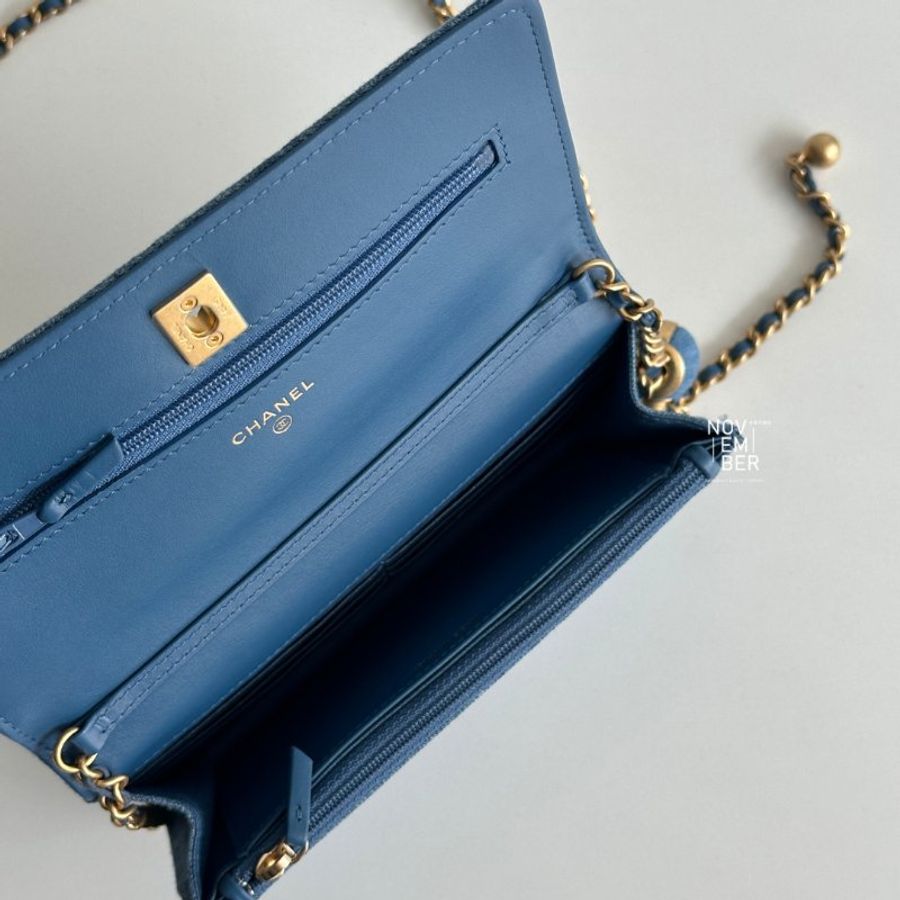 全新💙 全配有購證🙌🏻 Chanel 香奈兒 金球WOC 牛仔金釦-4