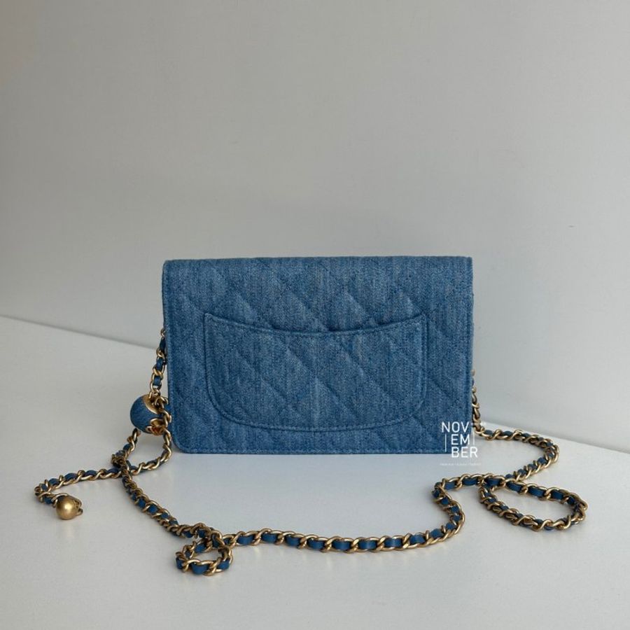 全新💙 全配有購證🙌🏻 Chanel 香奈兒 金球WOC 牛仔金釦-5