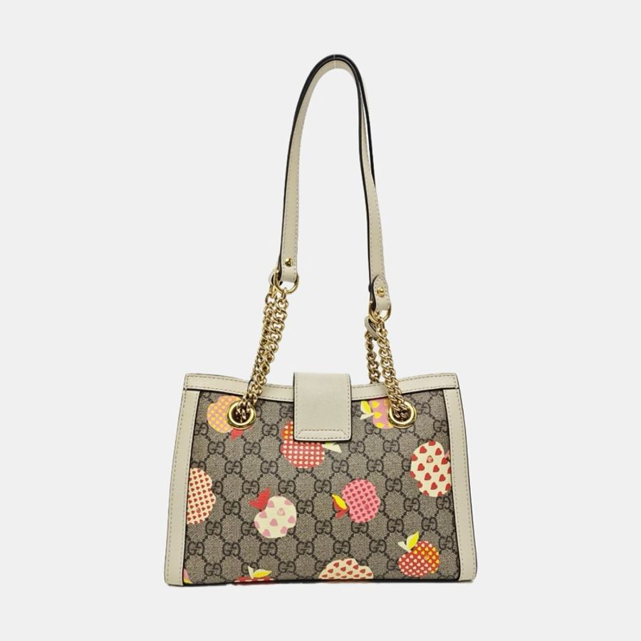 ✨GUCCI Padlock 小号 多色涂层帆布肩背包 金扣 99新❤️-4