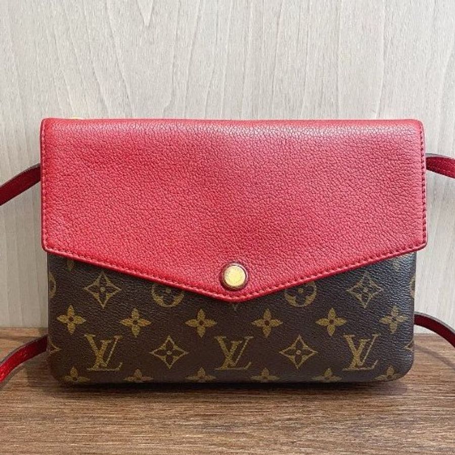路易威登/Louis Vuitton 老花 紅色郵差包-5