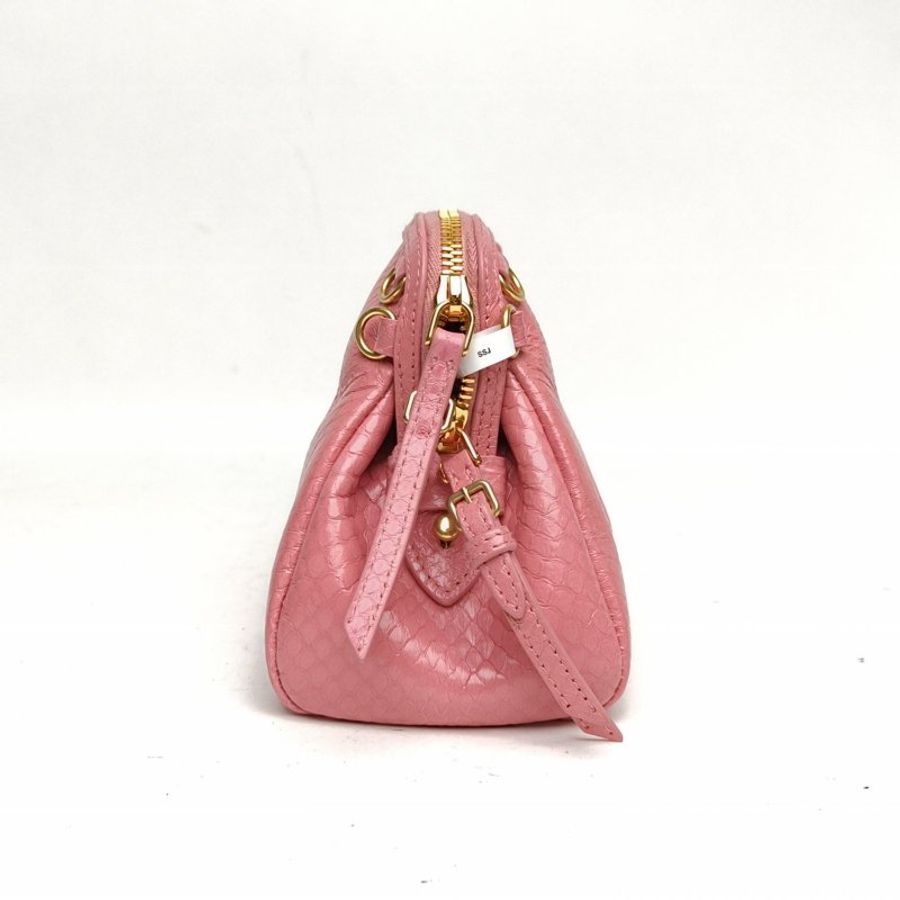 MIU MIU 粉色蛇皮金扣Ayers單肩包肩背包-1