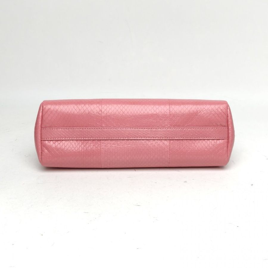MIU MIU 粉色蛇皮金扣Ayers單肩包肩背包-4