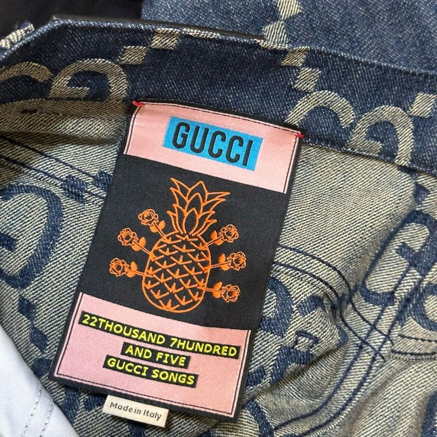 💎Han's house精品服飾💎GUCCI 古馳 滿版 GG 老花 LOGO 牛仔短褲  現貨  34 原價37000-2