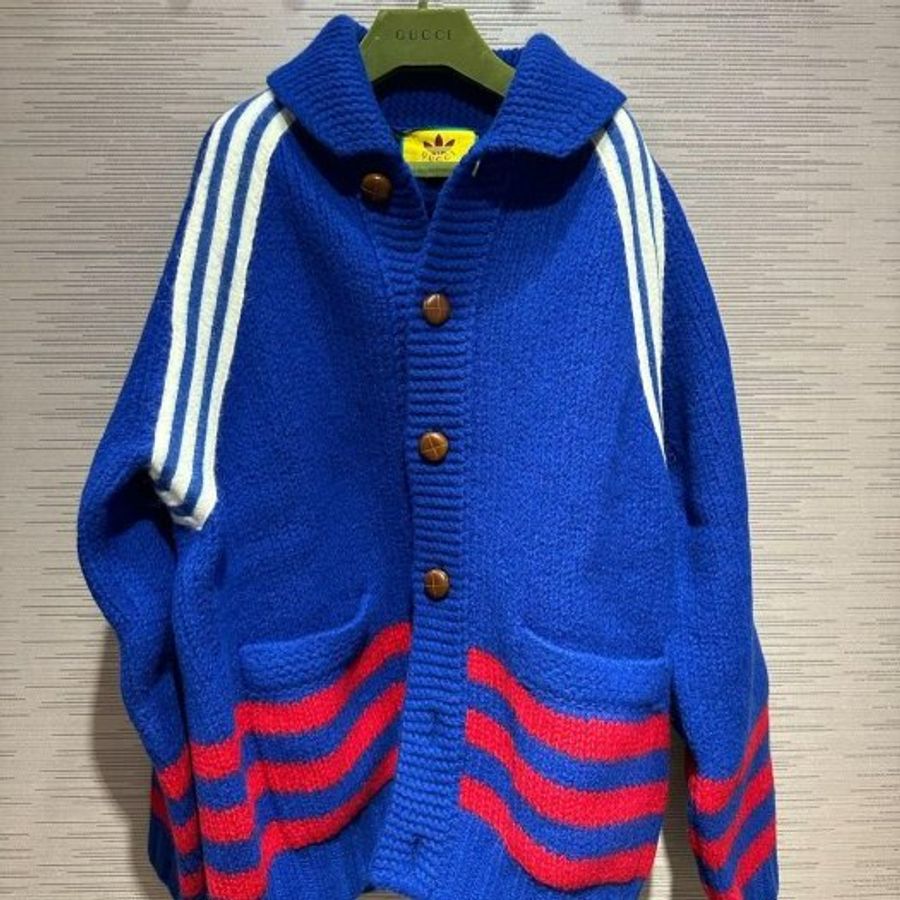 💎Han's house精品服飾💎GUCCI 古馳 聯名 愛迪達 adidas 粗毛線 針織羊毛 外套 現貨S 原價87000-4