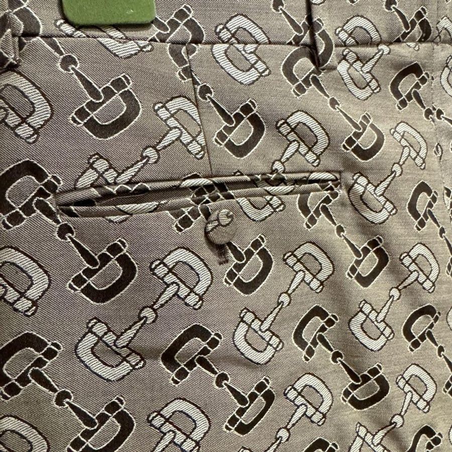 💎Han's house精品服飾💎GUCCI 滿版 老花 馬銜扣圖 長褲 西裝褲 現貨M 原價38500-5