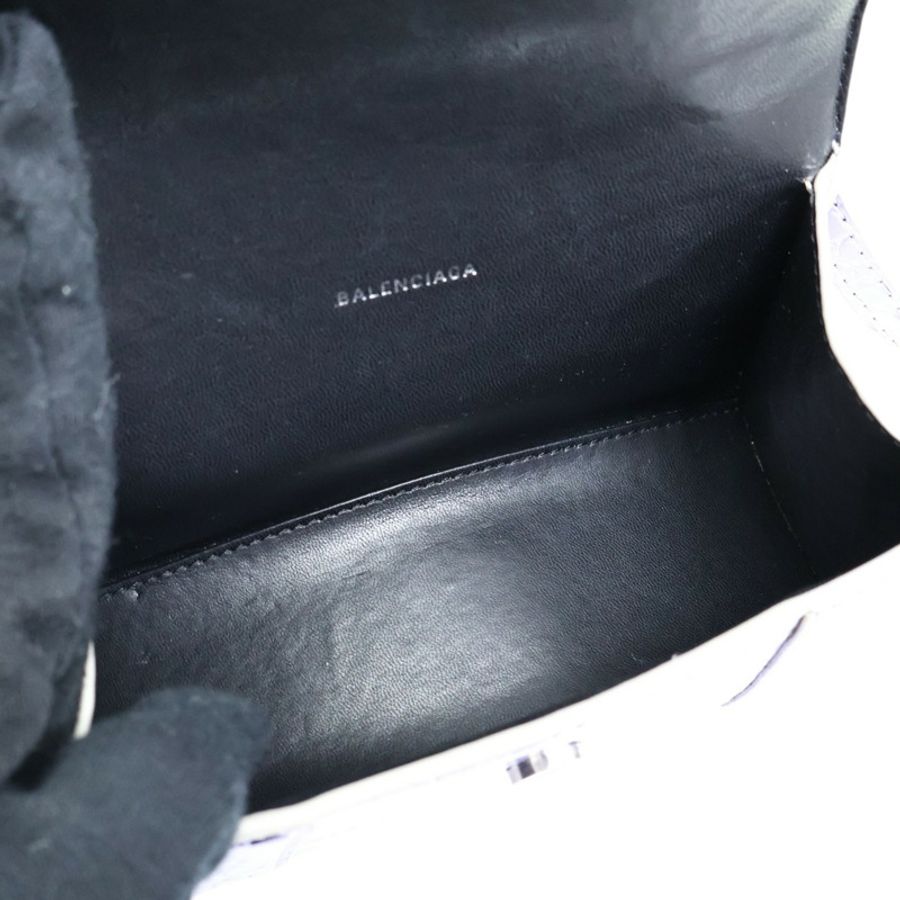 紫色 鱷魚壓紋 牛皮 Hourglass XS 兩用包【BALENCIAGA 巴黎世家】 593546-2