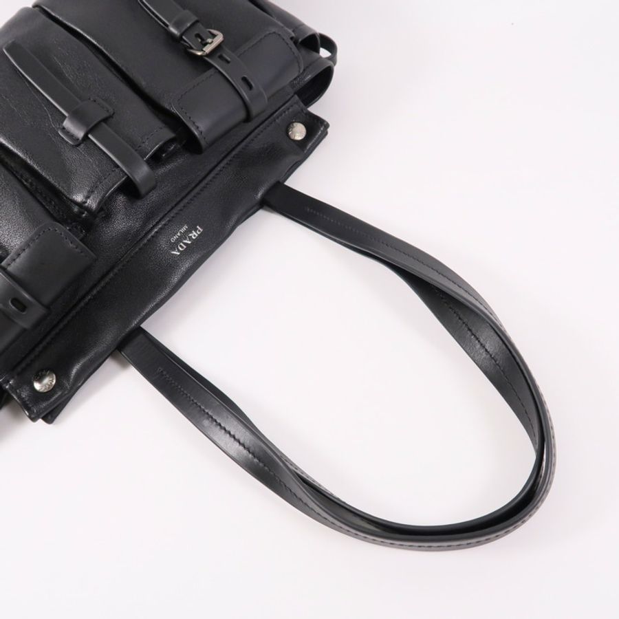 PRADA 牛皮皮革Route Large Tote肩背袋-9