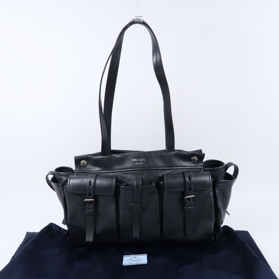 PRADA 牛皮皮革Route Large Tote肩背袋-10