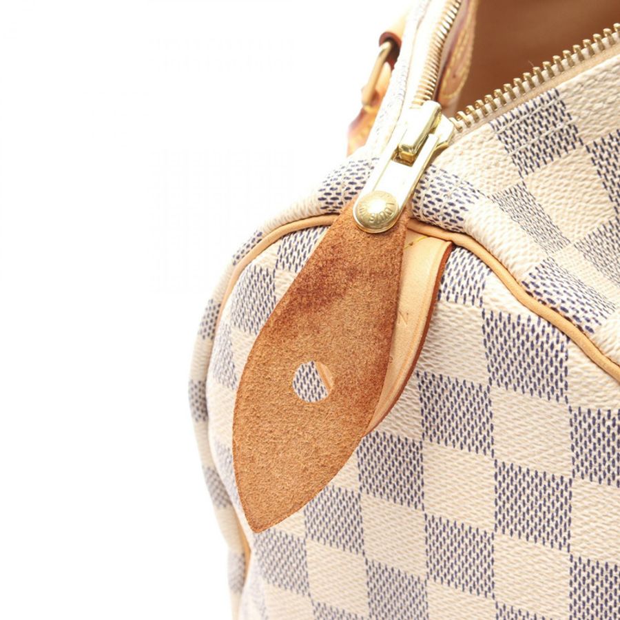 路易威登 Speedy 30 手提包 N41001 Damier Azur 帆布皮革 白色 二手 LV-6