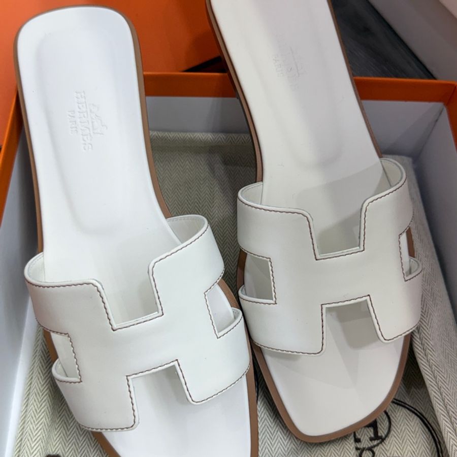 全新未使用Hermes 愛馬仕Oran H拖鞋 凉鞋白色 37碼-1
