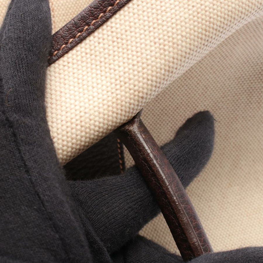 愛馬仕 Garden Party PM 手提包，帆布皮革，米色，帶五金配件，二手。-7