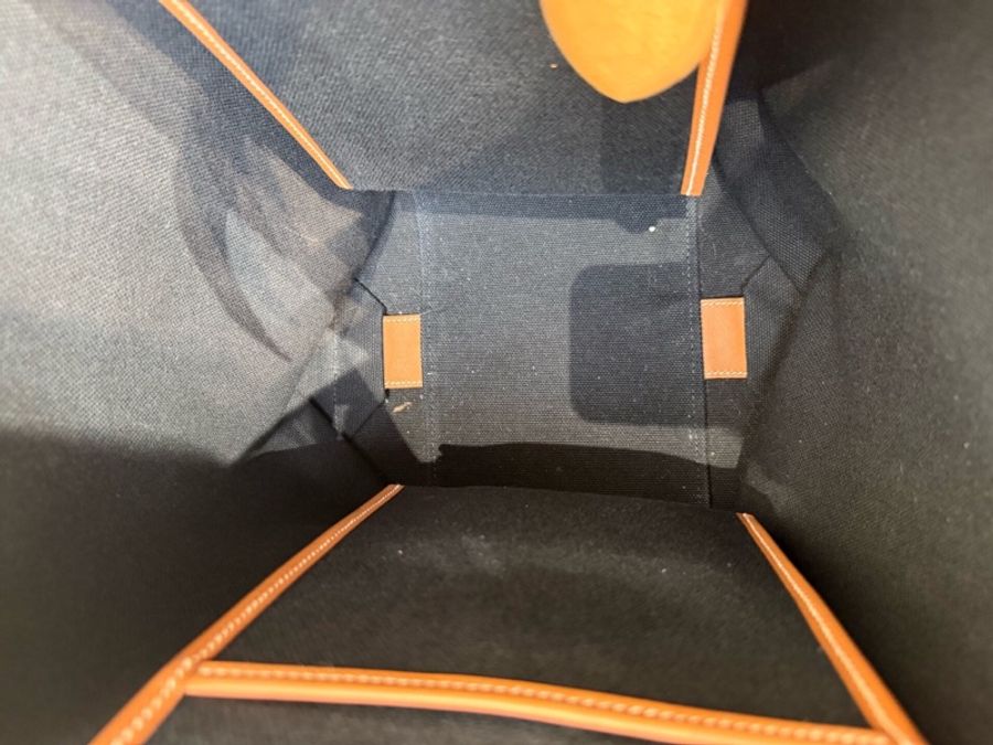 Hermes 愛馬仕 新款 sac etriviere pocket 27 單肩托特包 黑色帆布拼金棕色 29×🧡14×35 B刻 男女同款🧡-5