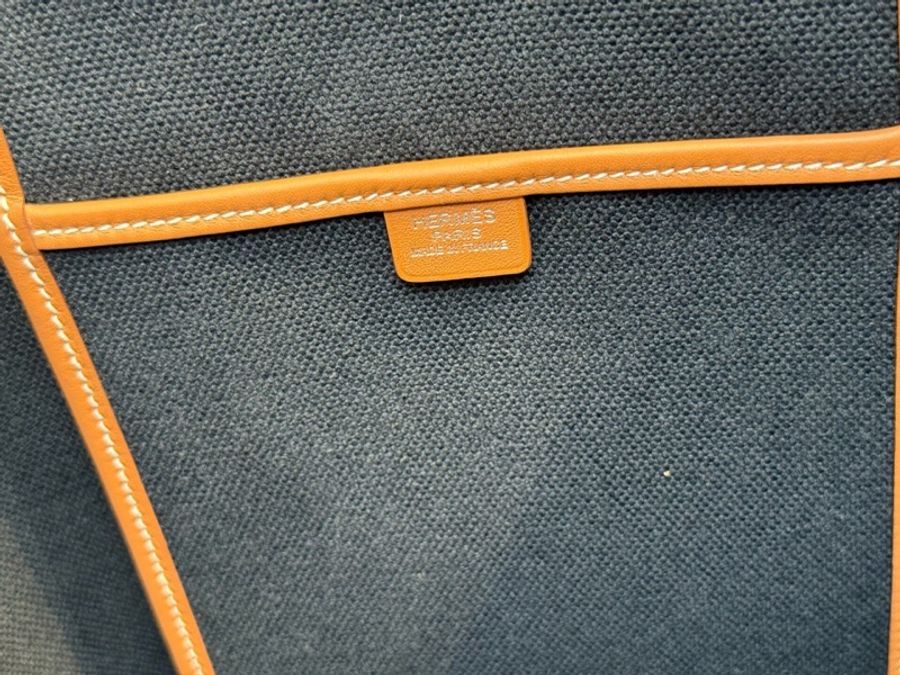 Hermes 愛馬仕 新款 sac etriviere pocket 27 單肩托特包 黑色帆布拼金棕色 29×🧡14×35 B刻 男女同款🧡-6