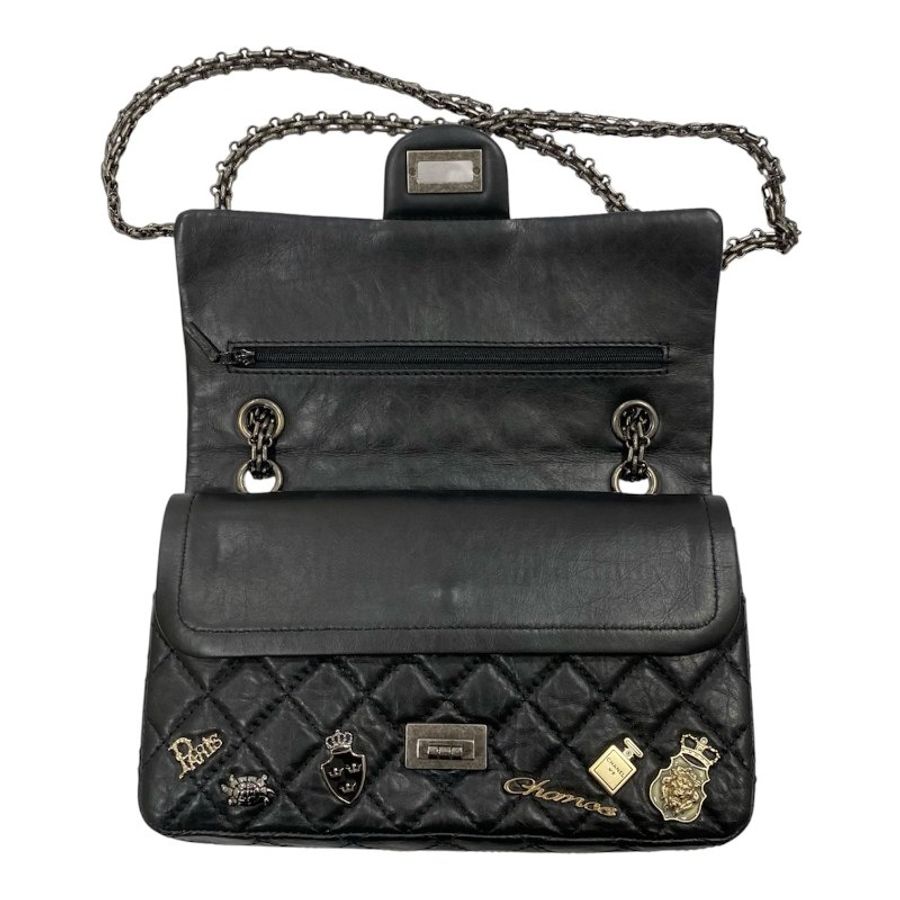 CHANEL 香奈兒 2.55 側背包 復古小牛皮 黑色 銀釦-10