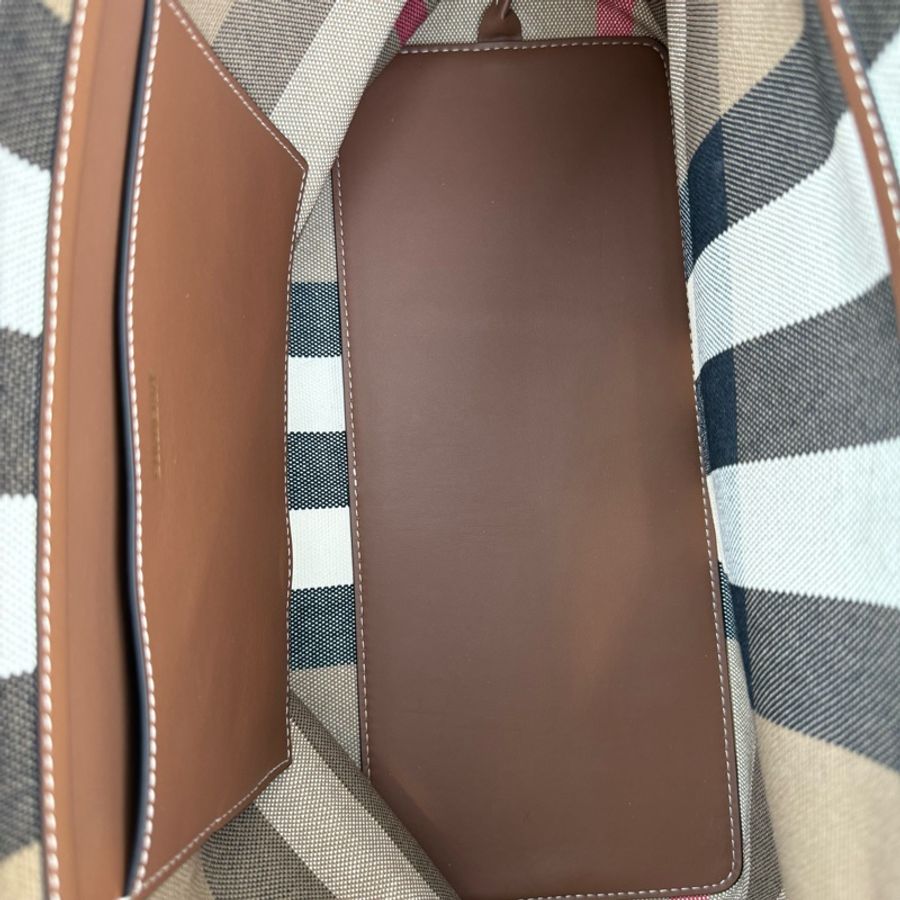 博柏利Burberry 格紋帆布托特包手提包購物袋 很能装 正品❤️-6