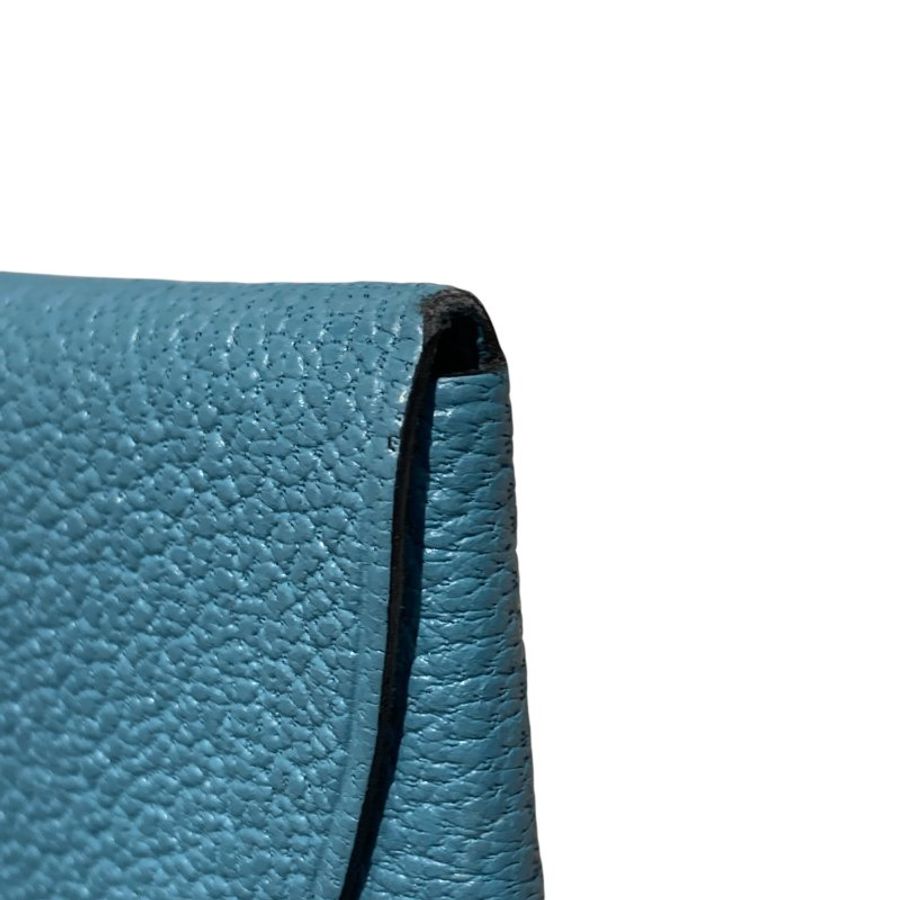 HERMÈS 愛馬仕 CALVI DUO 藍綠色 皮革 銀扣-5