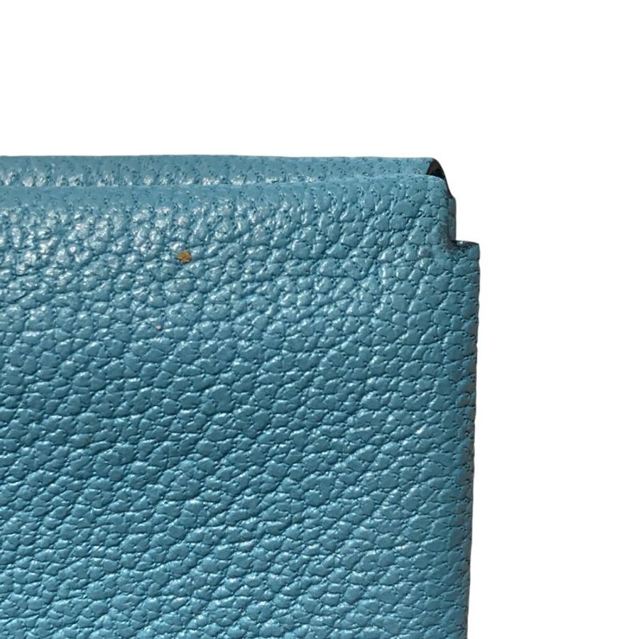 HERMÈS 愛馬仕 CALVI DUO 藍綠色 皮革 銀扣-6