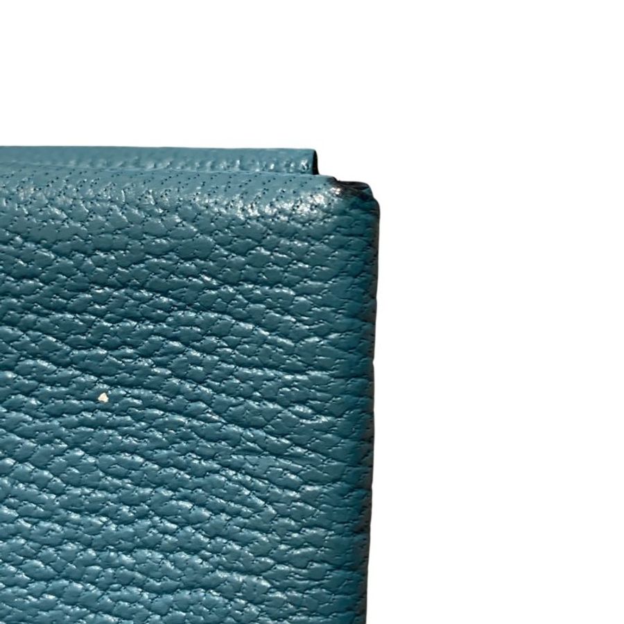 HERMÈS 愛馬仕 CALVI DUO 藍綠色 皮革 銀扣-8