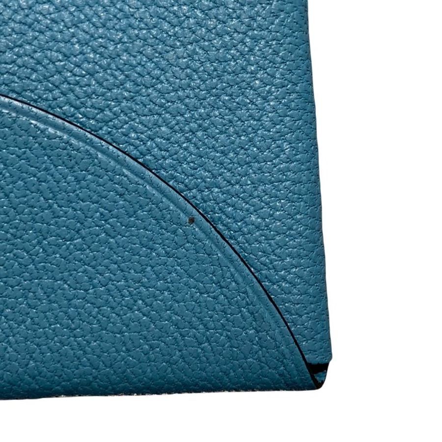HERMÈS 愛馬仕 CALVI DUO 藍綠色 皮革 銀扣-9