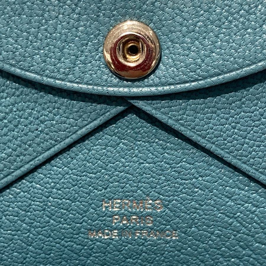 HERMÈS 愛馬仕 CALVI DUO 藍綠色 皮革 銀扣-11
